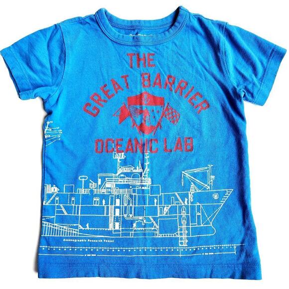 Crewcuts 3T Blue Tee Oceanic Lab Short Sleeve Tee -EUC J. Crew - Picture 1 of 3